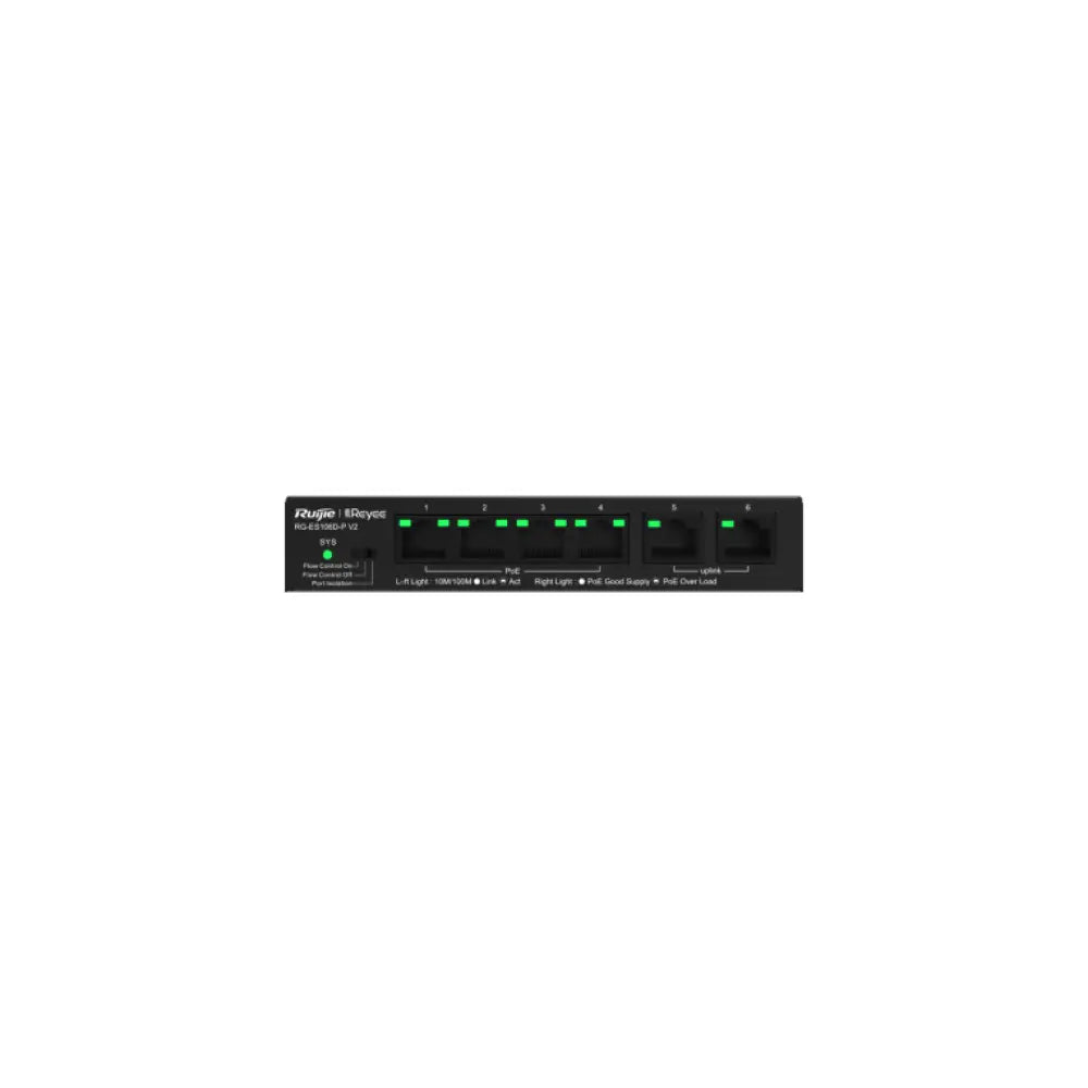 Switch Ruijie RG-ES106D-P V2 6 Puertos Fast Ethernet PoE No Gestionado