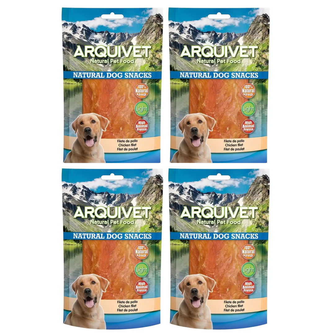 Snack para Perros Filete de Pollo - Natural Rico en Proteínas y Nutrientes 100 g (pack de 4 unidades) Arquivet)