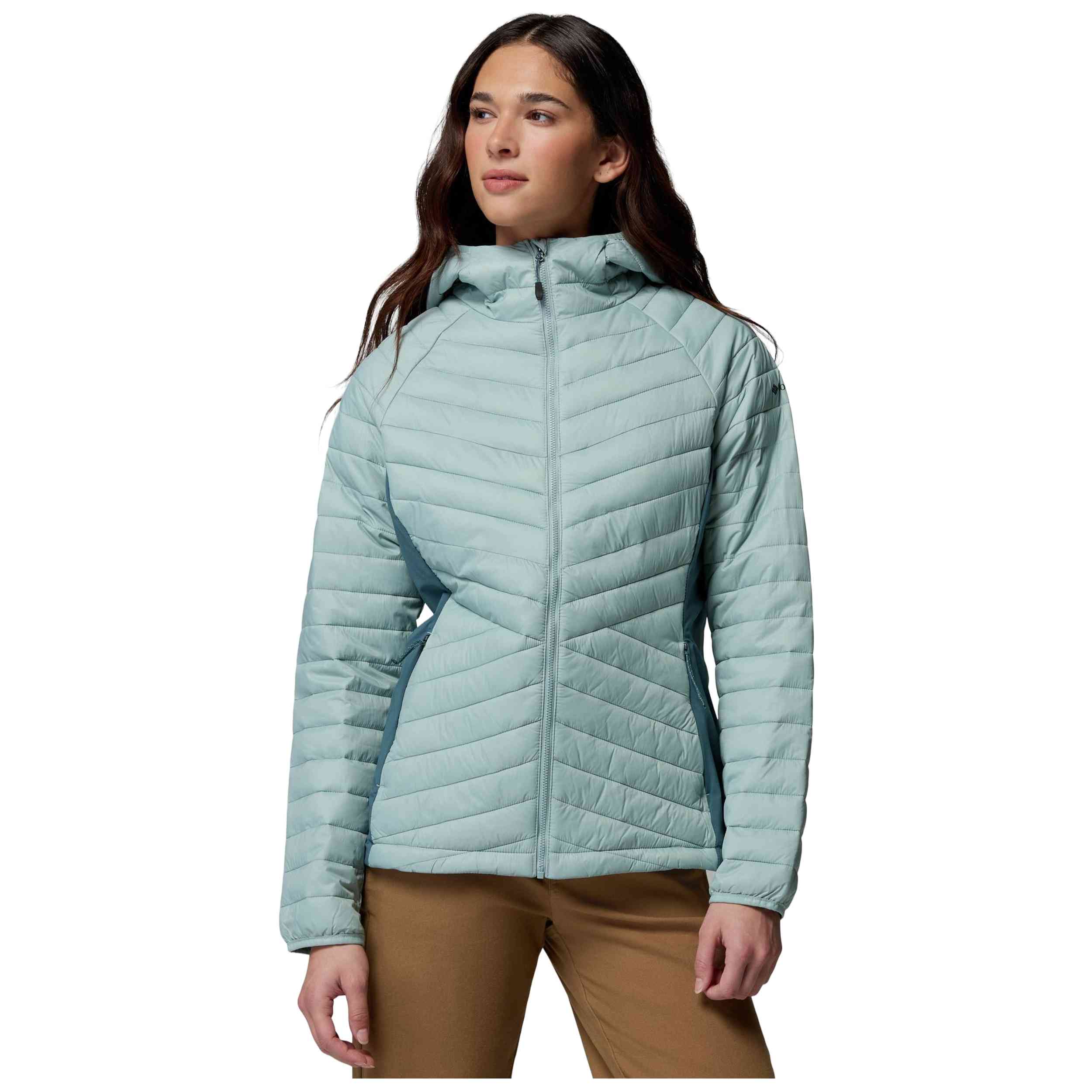 Chaqueta Columbia modelo Chaqueta con capucha Columbia Powder Pass III Hybrid azul celeste mujer para Mujer en color Azul