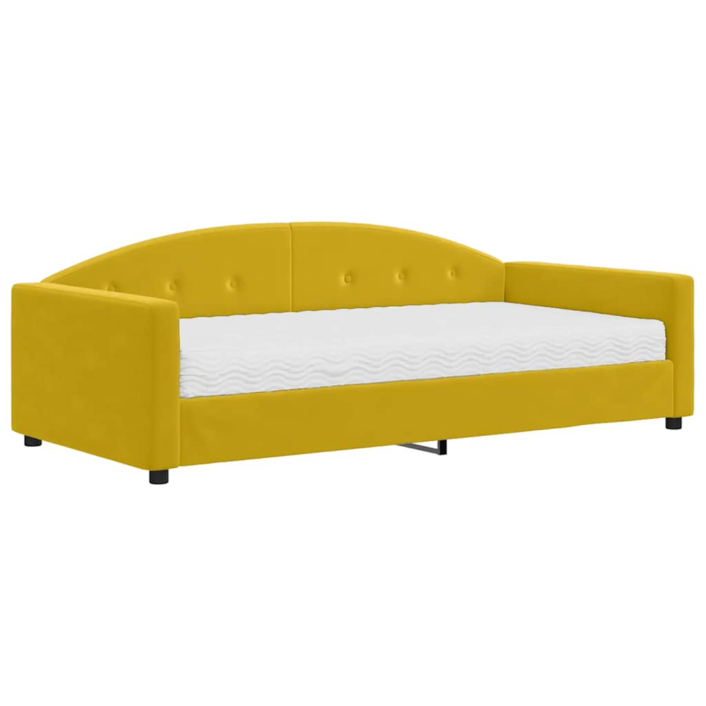 vidaXL Sofá cama con colchón terciopelo amarillo 100x200 cm