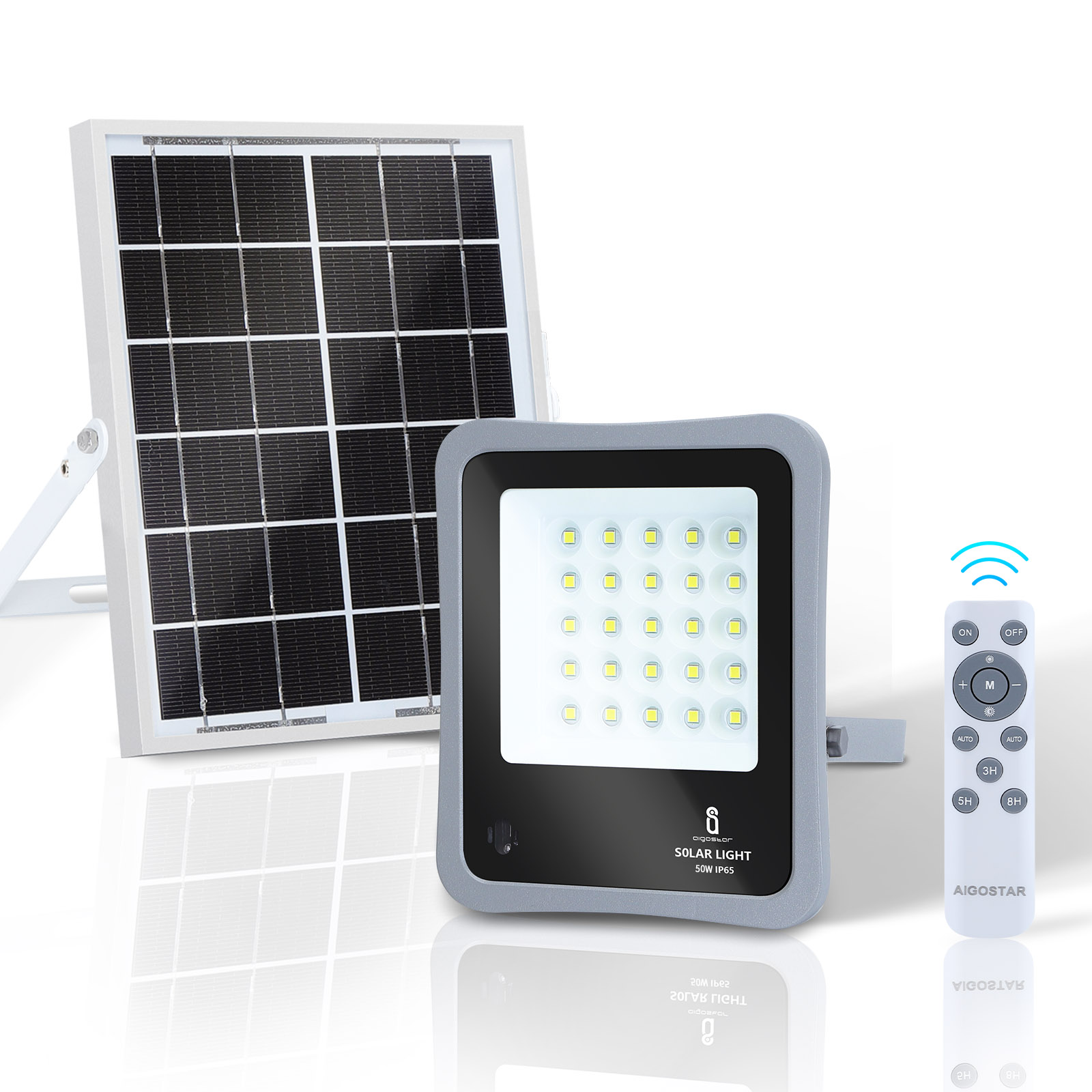 Aigostar Luz Solar Exterior con Sensor de Movimiento, 6500K, 400lm, 2 pcs