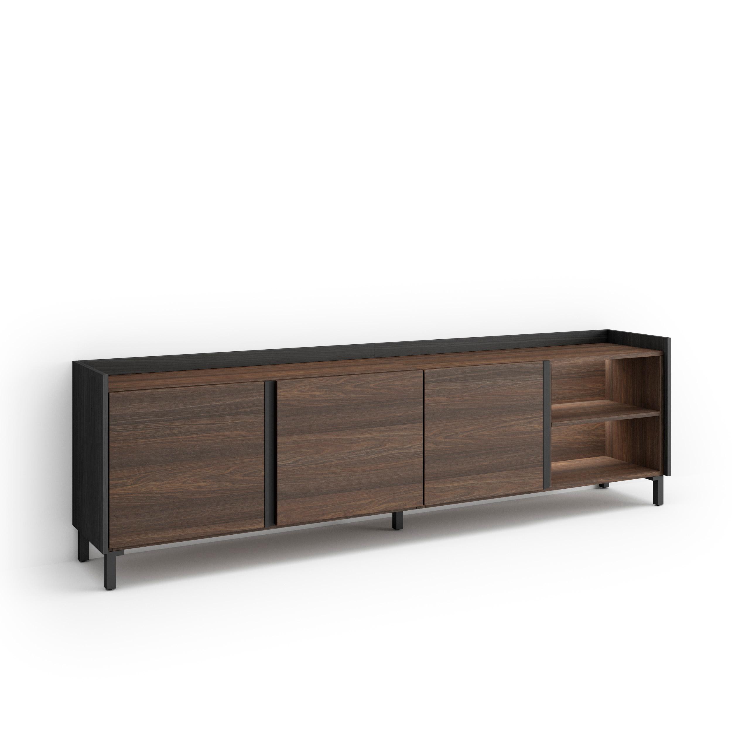 Mueble TV, Televisión, 207x35x61cm, Para TV hasta 80", Diseño industrial, LED