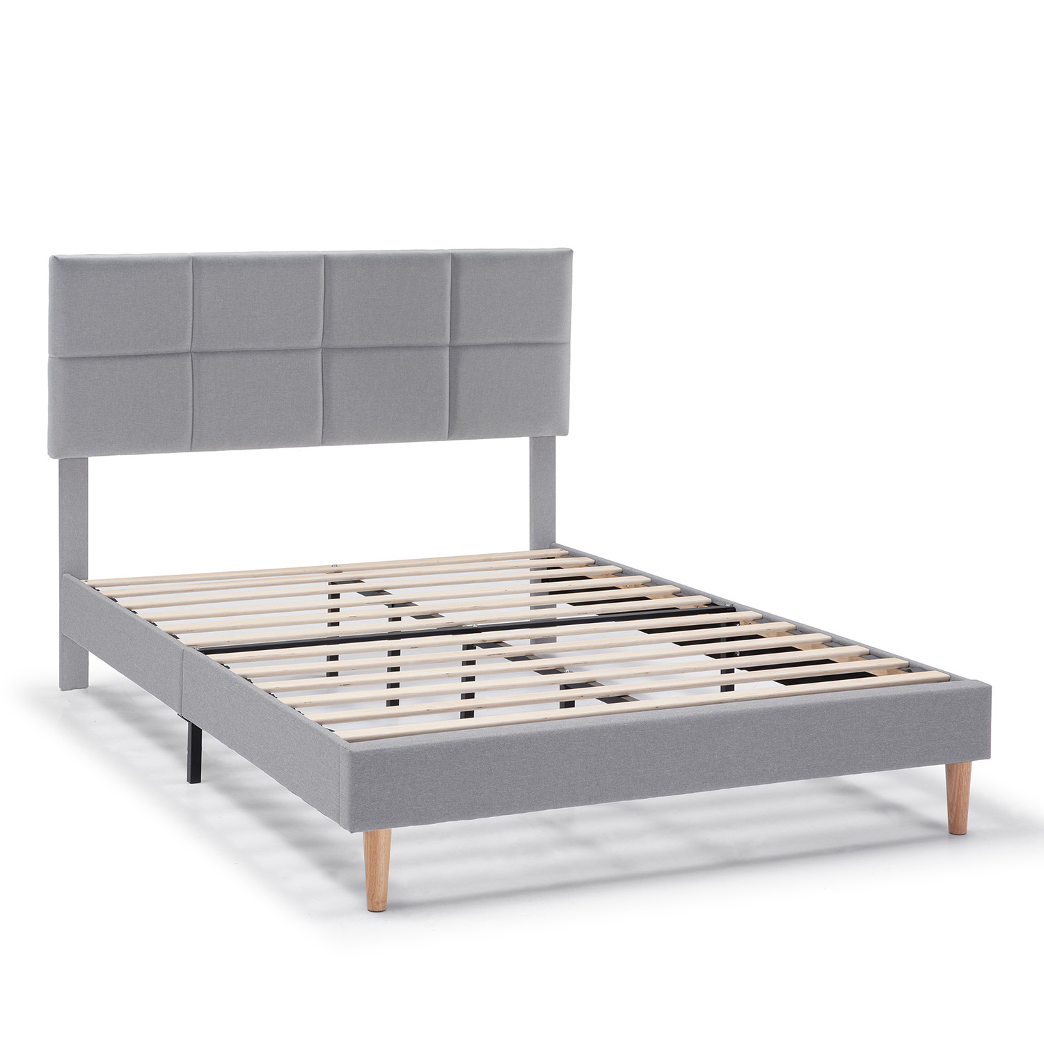 VS Venta-Stock Estructura de cama tapizada Silvi de 30 cm Gris Claro