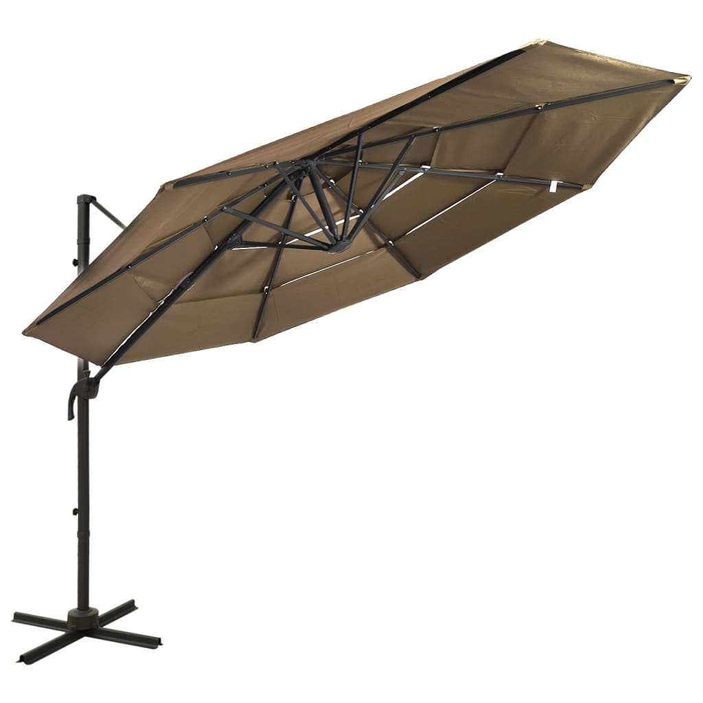 vidaXL Sombrilla jardín de 4 niveles palo de aluminio 3x3 cm en color Antracita/Rojo burdeos/Arena y más