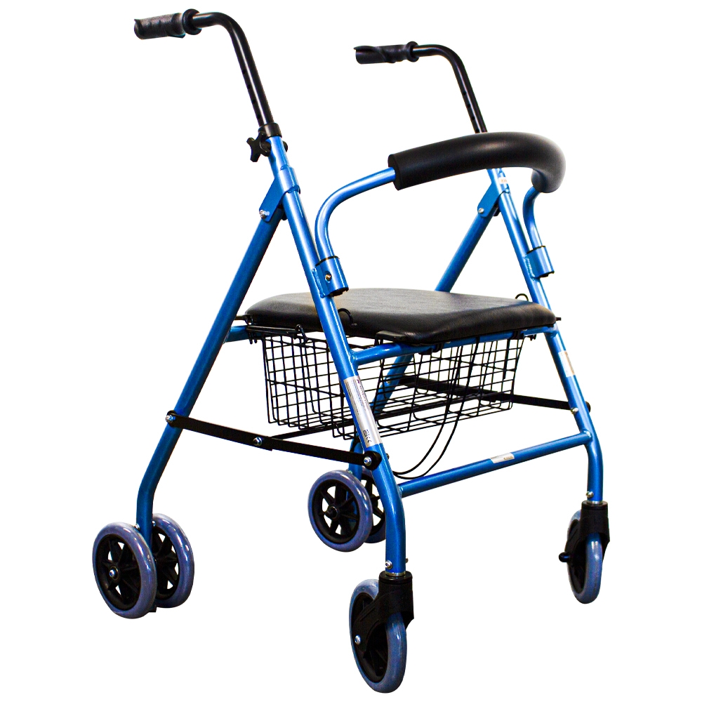 Andador Plegable Clinicalfy Paterna Asiento y Respaldo Incluye cesta Aluminio Ortopédico para Adultos con Frenos