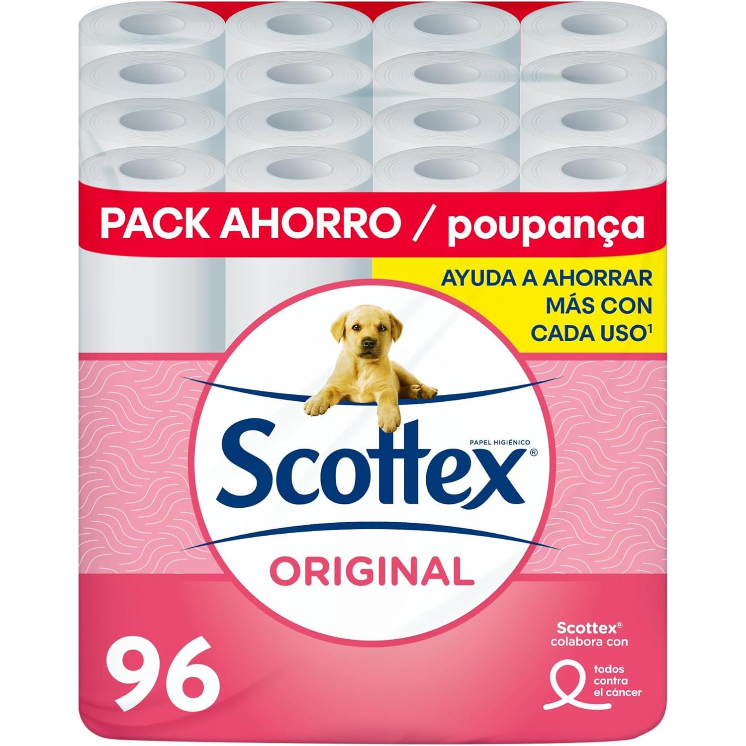 Scottex original toilet paper 96 rolls (6 x 16) – soft and resistant family pack