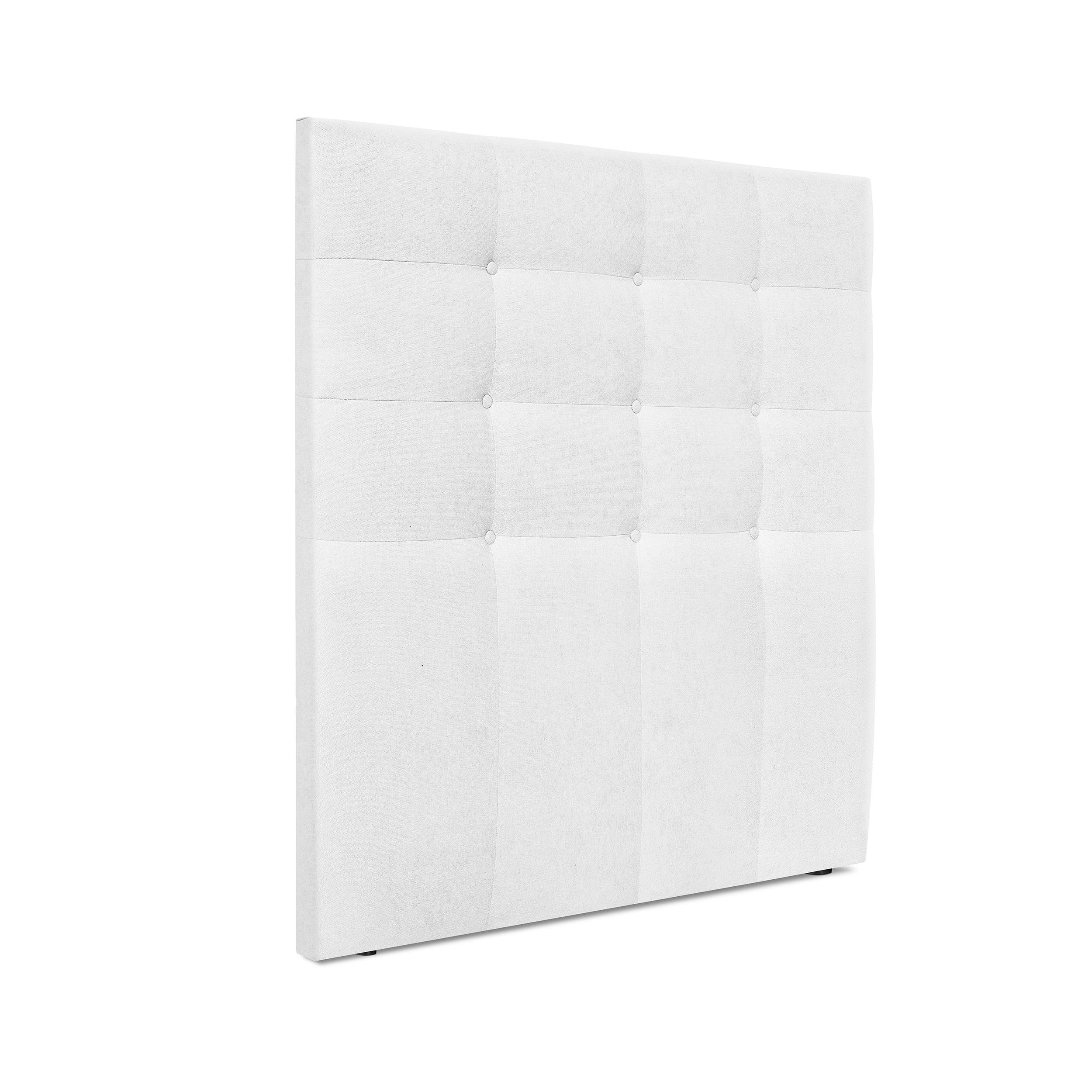 DHOME Cabecero Capitoné hasta el Suelo Cabezal 8cm tapizado ACUALINE Tela y Polipiel para Cama Dormitorio (Blanco Tela)