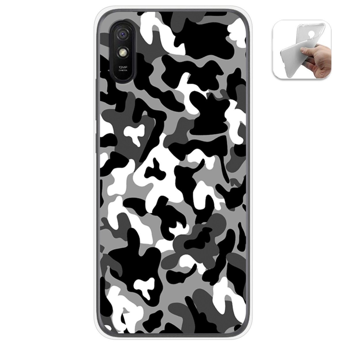 Tumundosmartphone Funda Gel Tpu para Xiaomi Redmi 9A / 9AT diseño Snow Camuflaje Dibujos