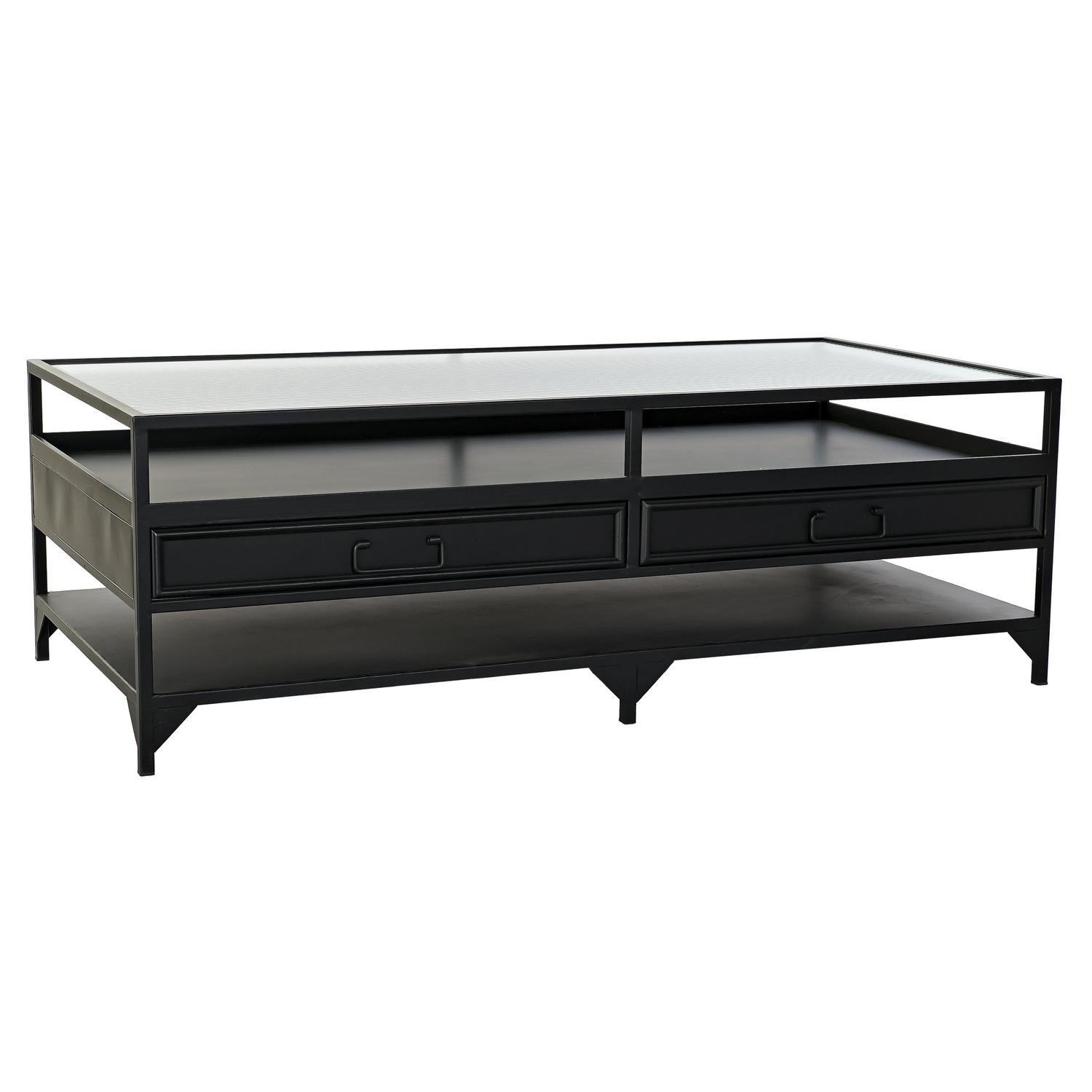 Mesa Centro Metal Cristal 120X60X40 Negro - Fijalo - El mejor complemento para tu hogar.