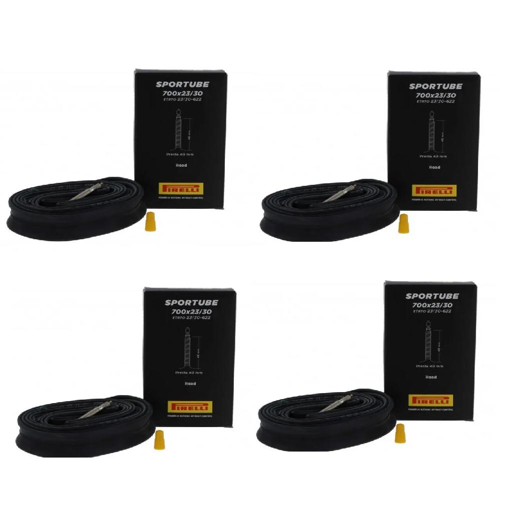Pack de 4 Cámaras de Bicicleta de Carretera Pirelli 700c FV 48mm