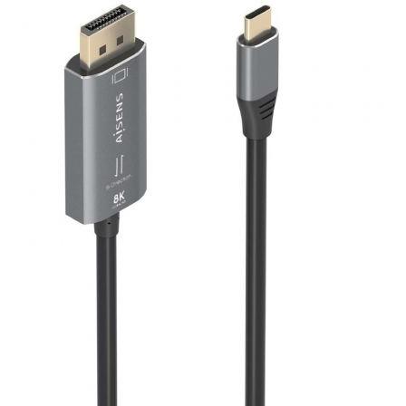 Cable Conversor Aisens A109-0880/ USB Tipo-C Macho - DisplayPort Macho/ 1.8m/ Negro