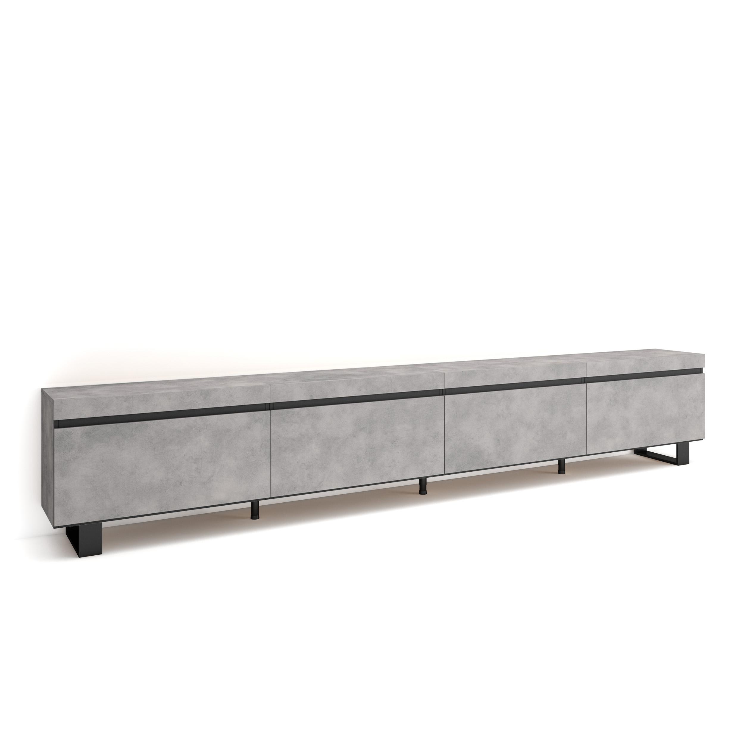 Skraut Home, Mueble TV, Televisión, Muebles de salón con cuatro puertas y gran espacio de almacenaje, medidas 320x35x57cm