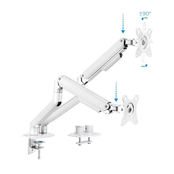 Tooq soporte mesa pant giratorio inclinacion 2 brazos 17-32” - color blanco