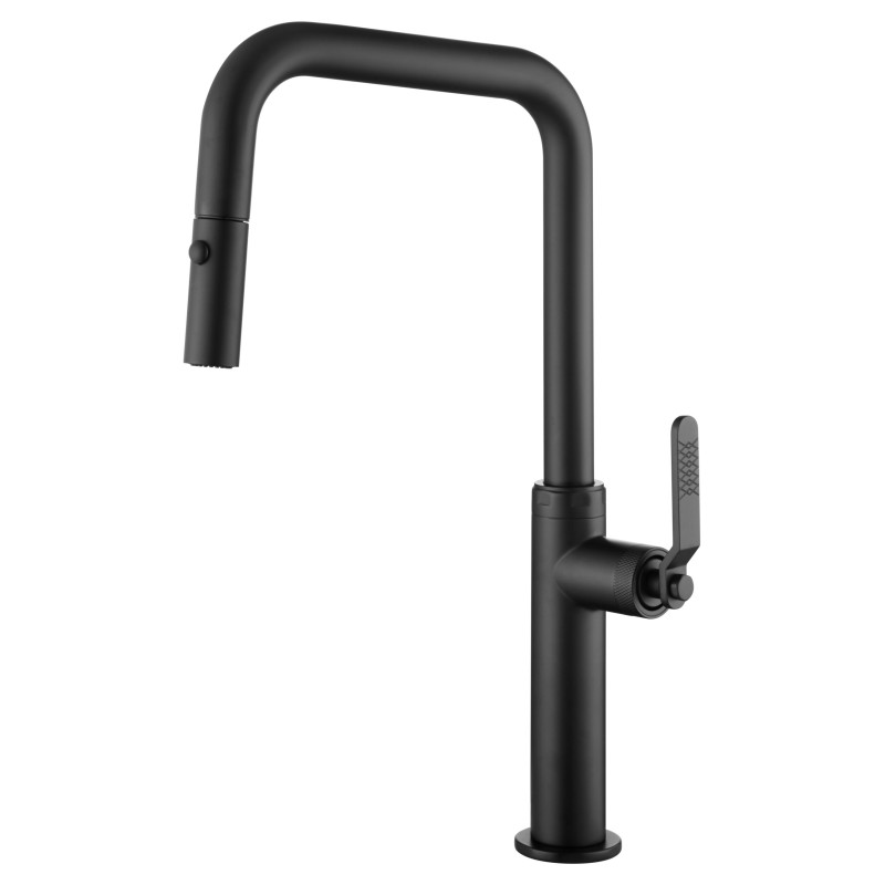 Imex Niza GCE027/NG grifo de cocina monomando extraíble con difusor doble jet y acabado negro mate