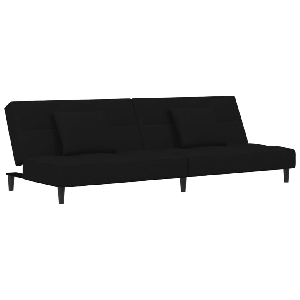 vidaXL Sofá cama de 2 plazas con dos almohadas terciopelo negro