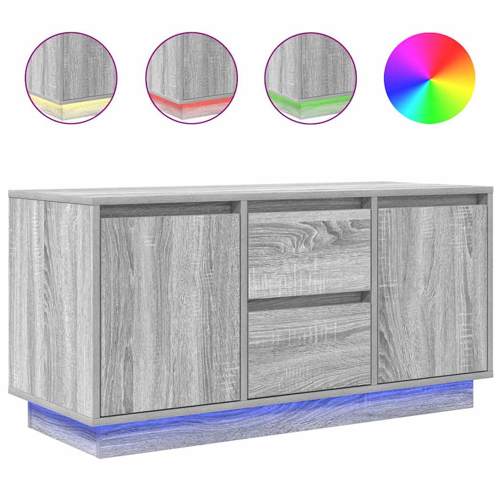 vidaXL Mueble de TV con luces LED Sonoma gris 100x41x50 cm