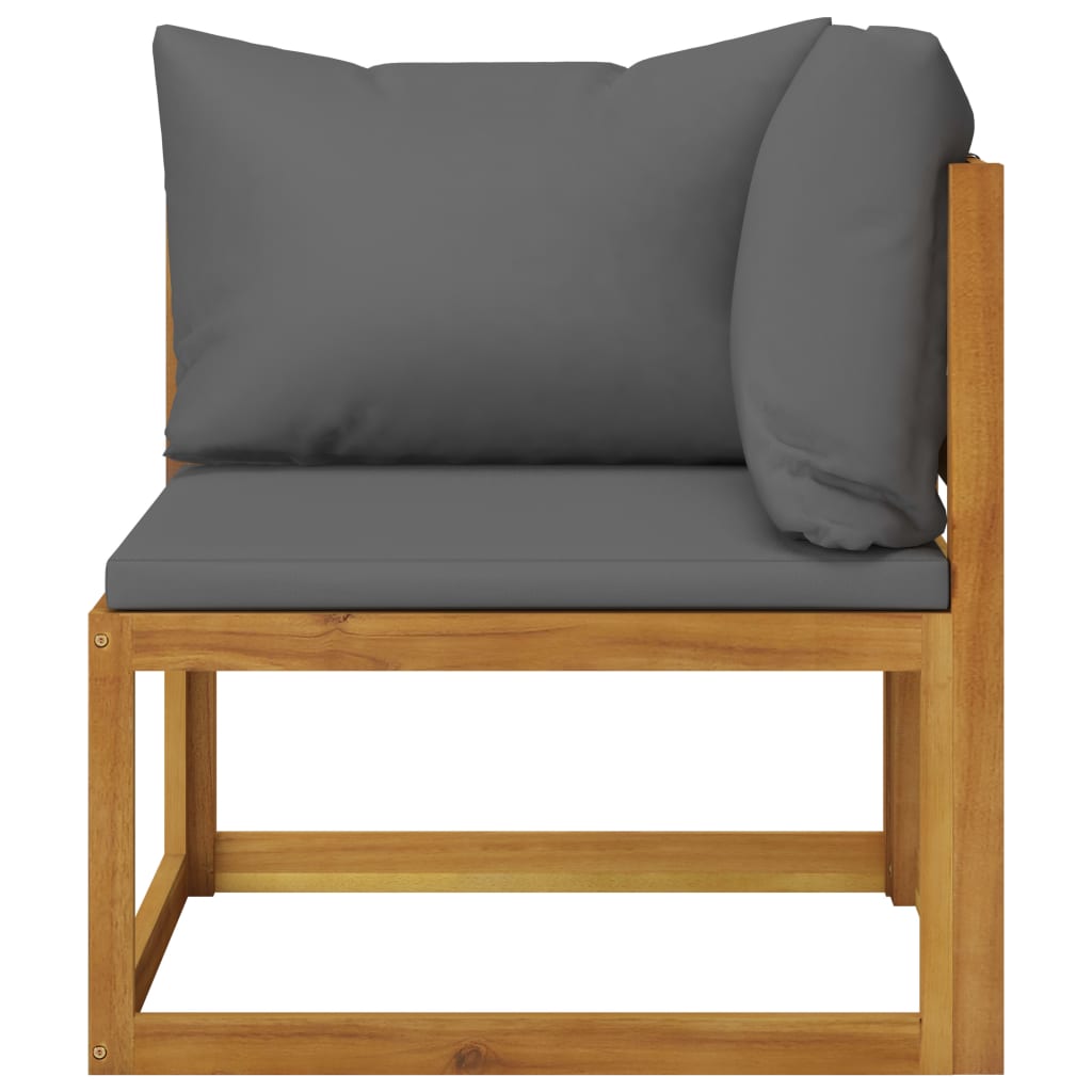 Vidaxl Sofá de Madera de Acacia con Cojines Gris Oscuro - Conjunto de Muebles de Jardín