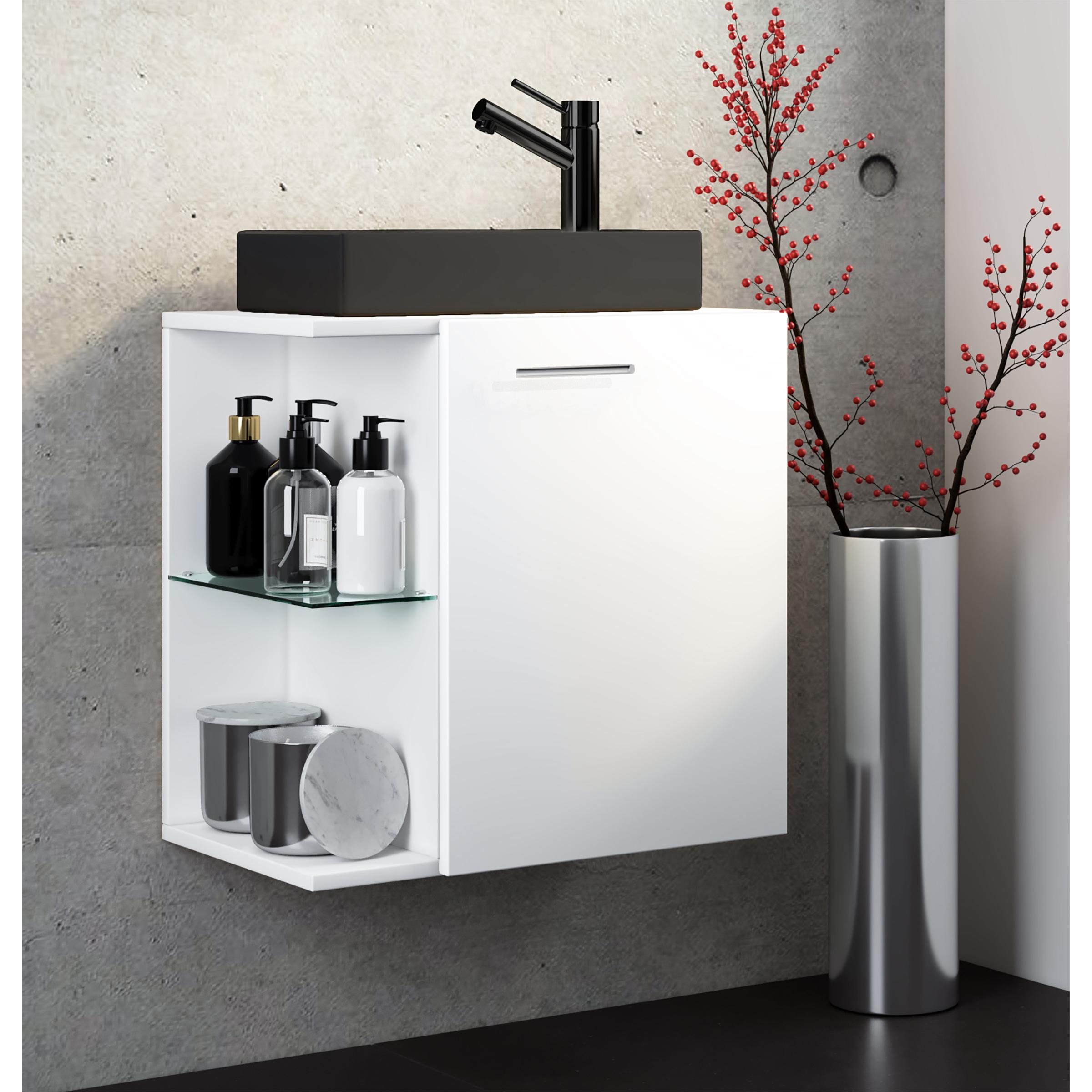 Conjunto de muebles de baño de 2 piezas WC de invitados lavabo lavabo pequeño estrecho Hausa-BL Conjunto de muebles de baño de 2 piezas WC de invitados lavabo lavabo pequeño estrecho Hausa-BL