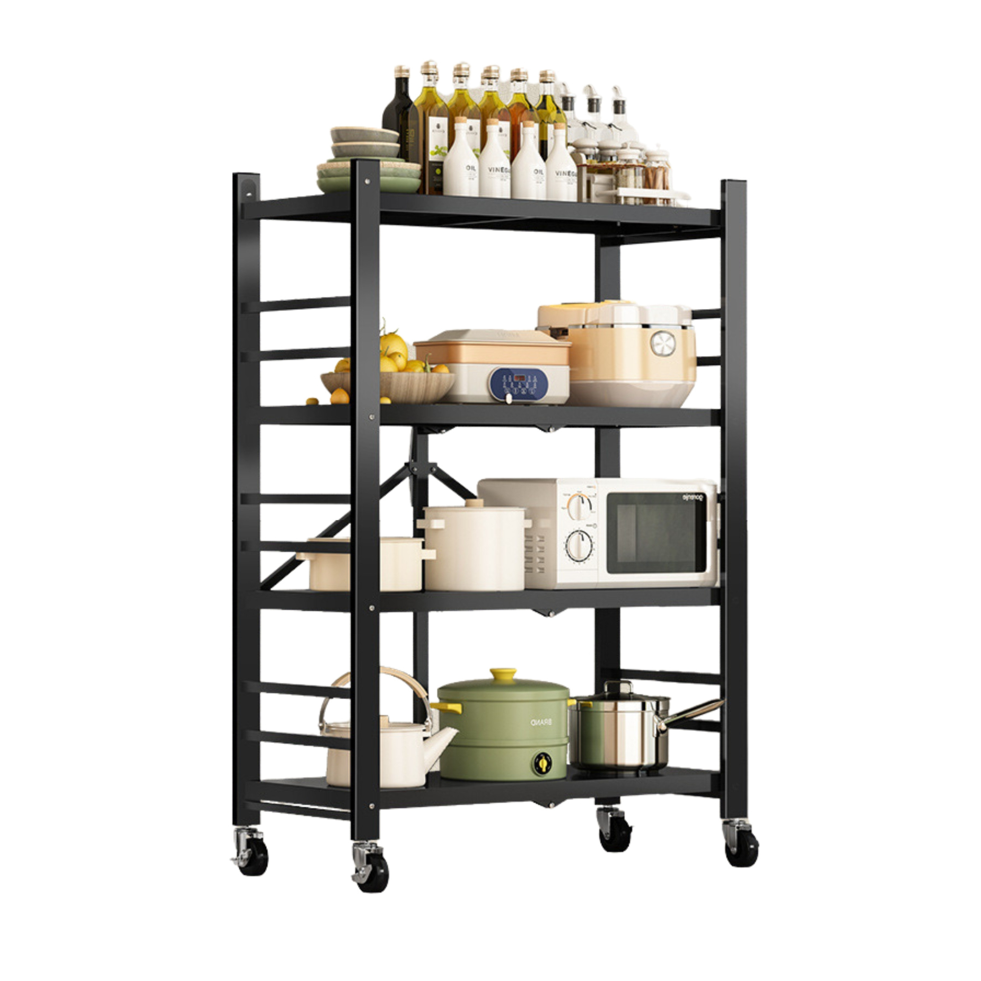 MAGIC SELECT Estantería para Almacenaje, Repisa Modular Multiuso, Estante con Ruedas, Estantería de Pie Plegable, Mueble para Cocina, Baño, Habitación, Salón con Baldas de Almacenamiento.