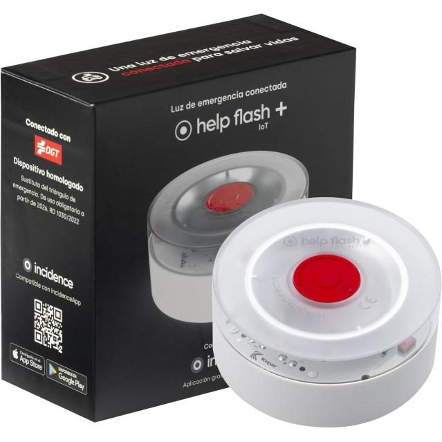 Baliza de Señalizacion de Emergencia V16 Conectada con DGT +290 Candelas - Proteccion IP54 - Datos hasta Enero 2038 - Fabricado en España Help Flash IoT+