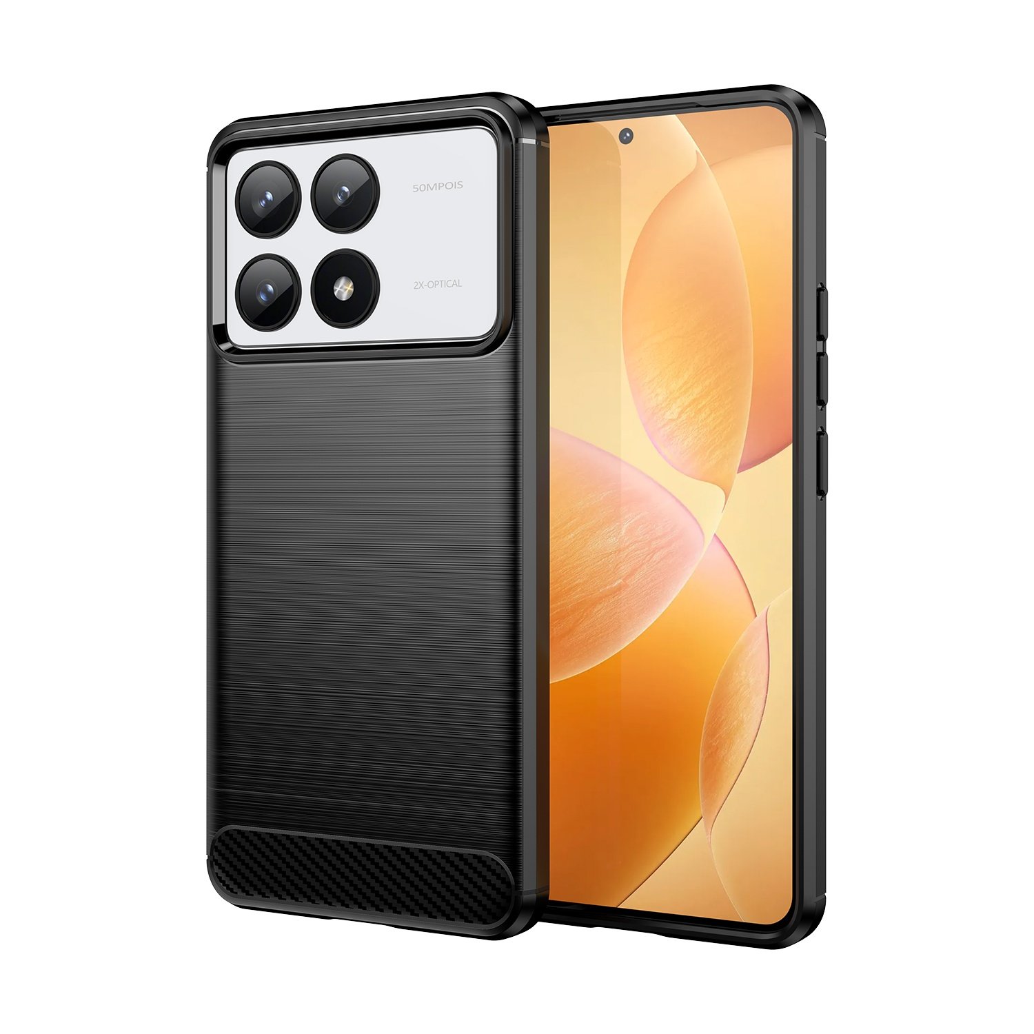 Funda para móvil Xiaomi Poco F6 Pro 5G Carcasa Protectora Antigolpes Silicona Negra Diseño Fibra de Carbono Resistente Absorción de Choque [Compatible Carga Inalámbrica]
