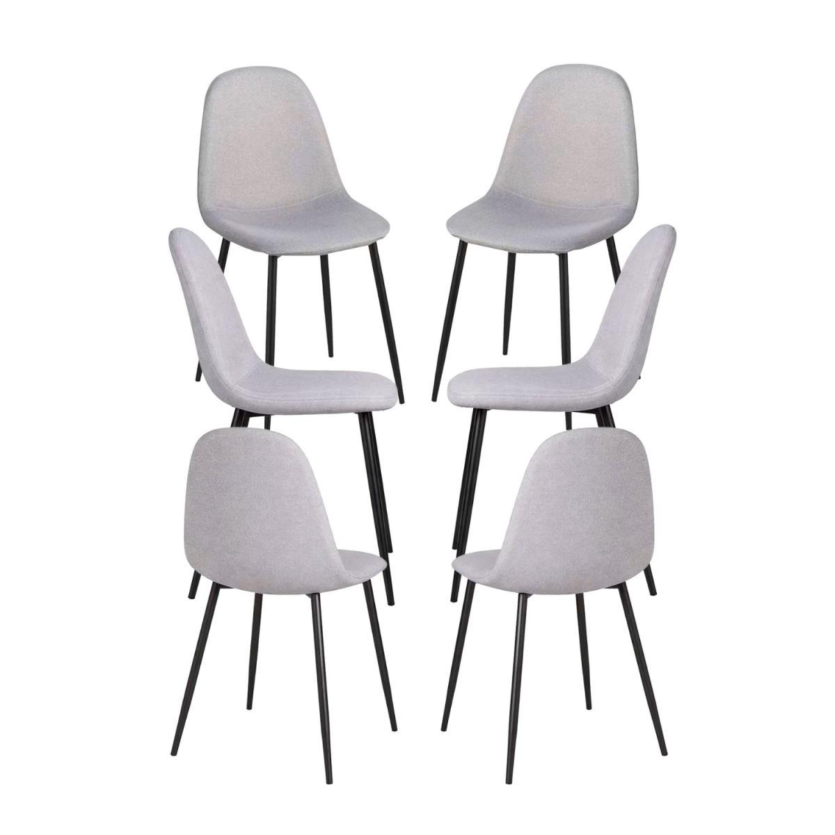 Regalos Miguel - Packs Sillas Comedor - Pack 6 Sillas Black Teok Tela - Gris claro