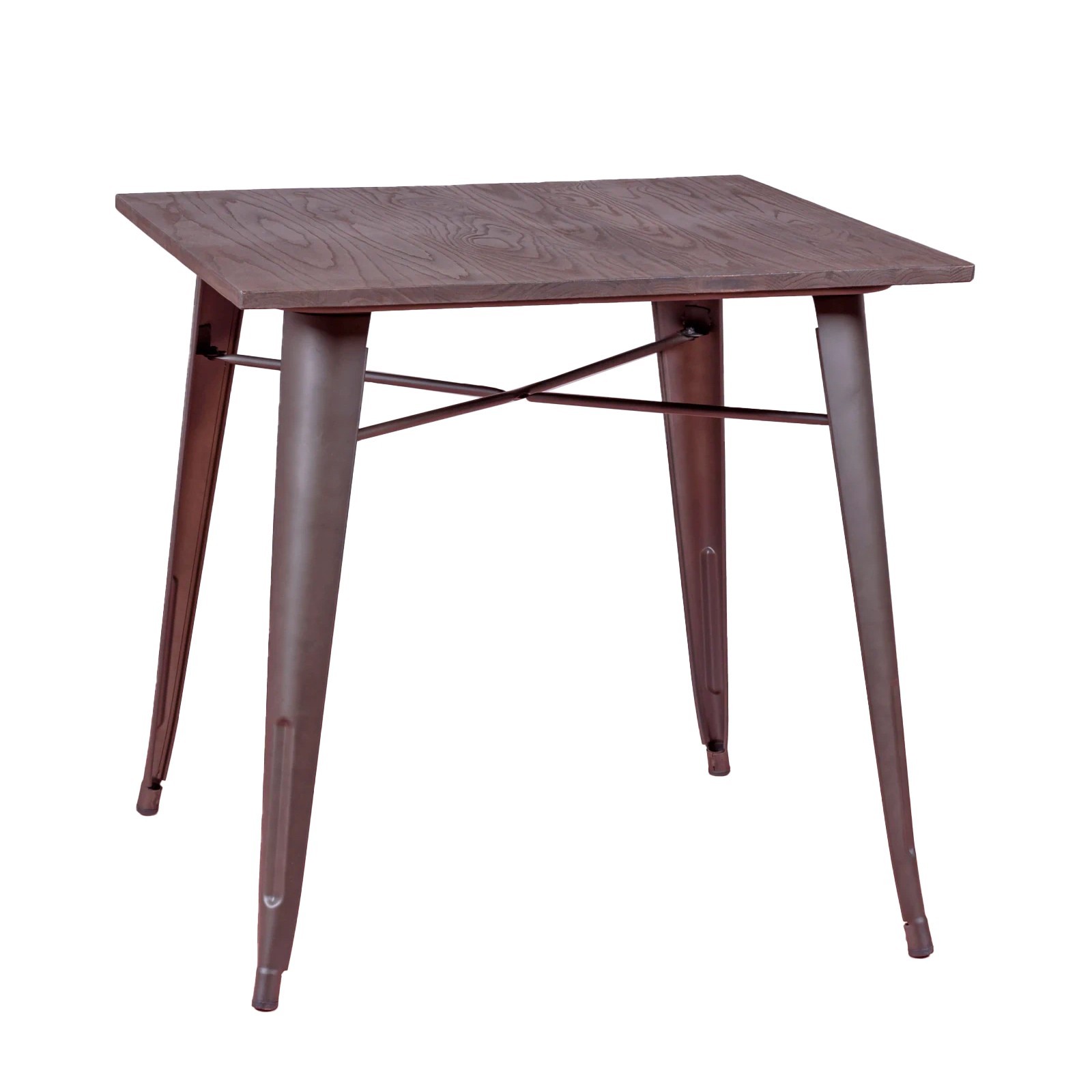 Nest Dream - Mesa industrial de acero envejecido y madera oscura - Bistro