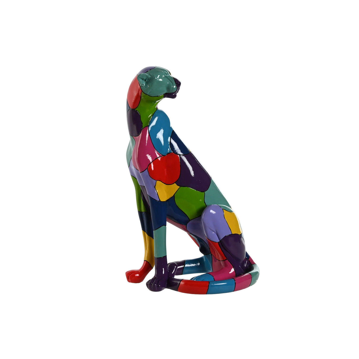 Figura resina 25x18x41 pantera multicolor , El mejor complemento para tu hogar.