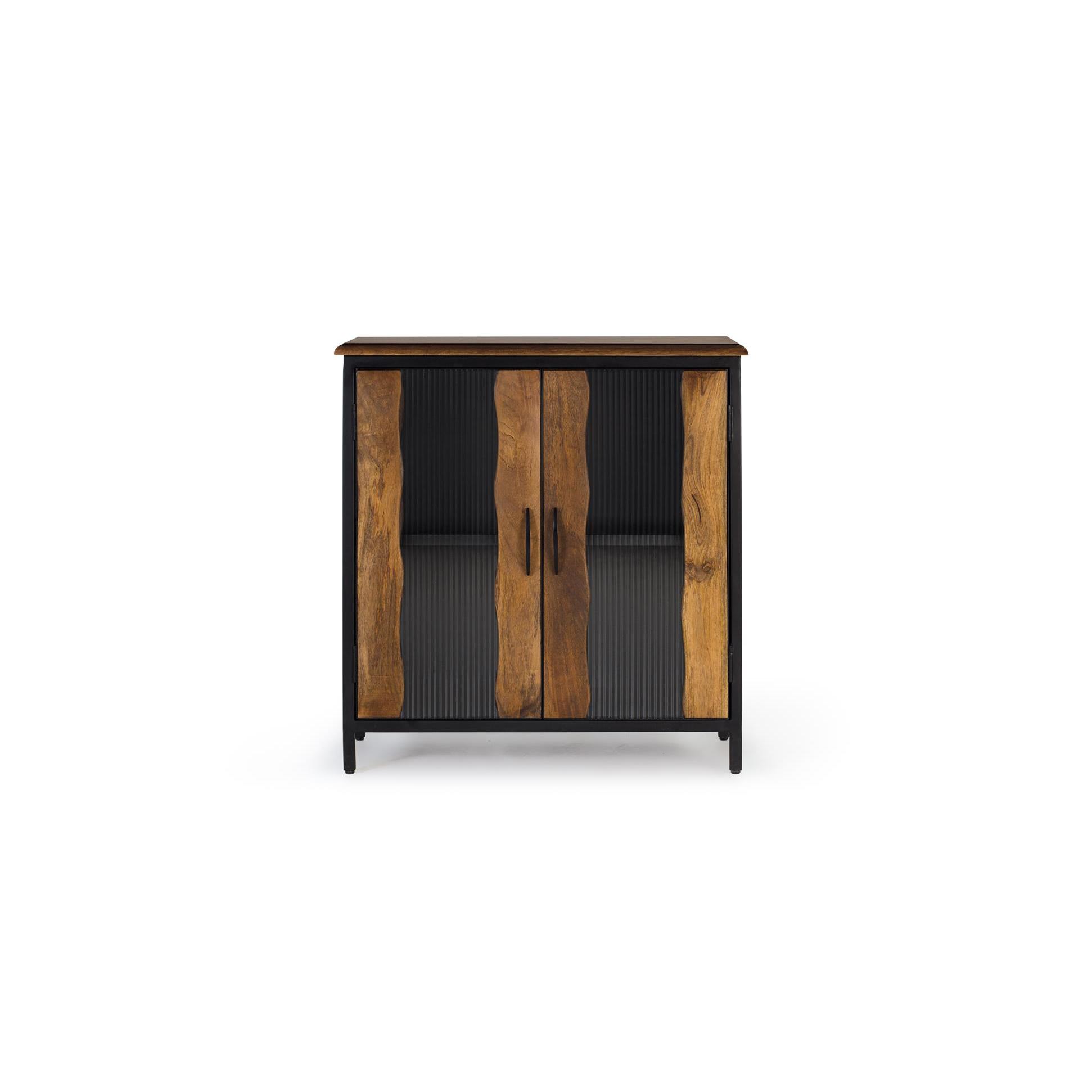 Aparador de madera de mango y metal negro