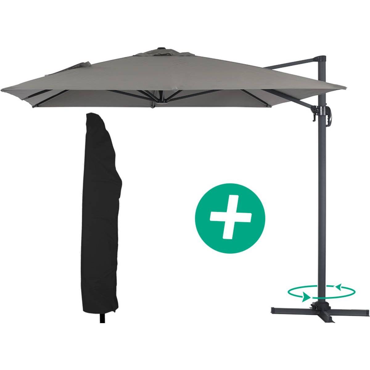 Habitat y Jardin - Parasol Lateral de jardín Alu "Sun 4" – Rectangular – 3 x 4 m – Gris + funda protectora