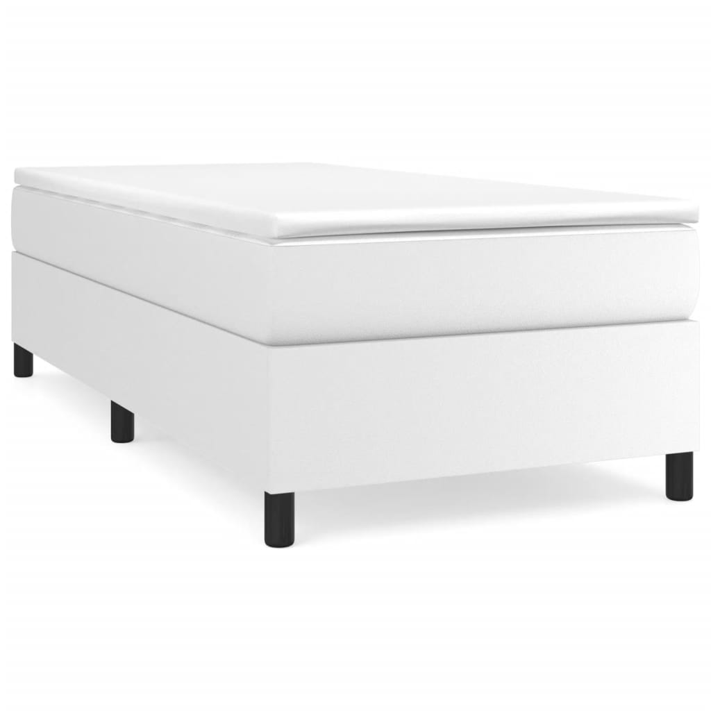 vidaXL Estructura de cama con somier cuero sintético blanco 90x190 cm