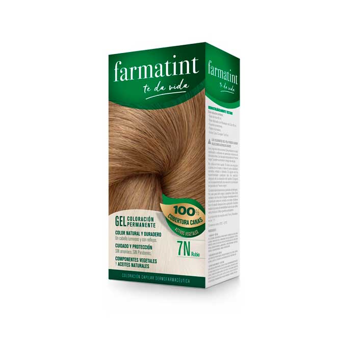 Farmatint 7N Rubio - Tinte para Cabello con 100% Cobertura de Canas y Color Intenso