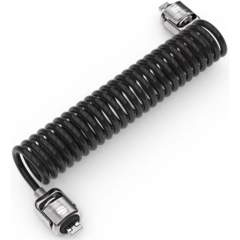 Candado con llave de cable en espiral de doble cabezal - Negro