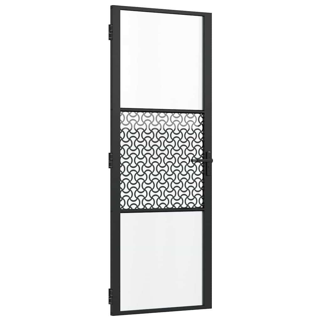 vidaXL Puerta de Vidrio Calado Negro 76 x 3,5 x 201,5 cm Aluminio