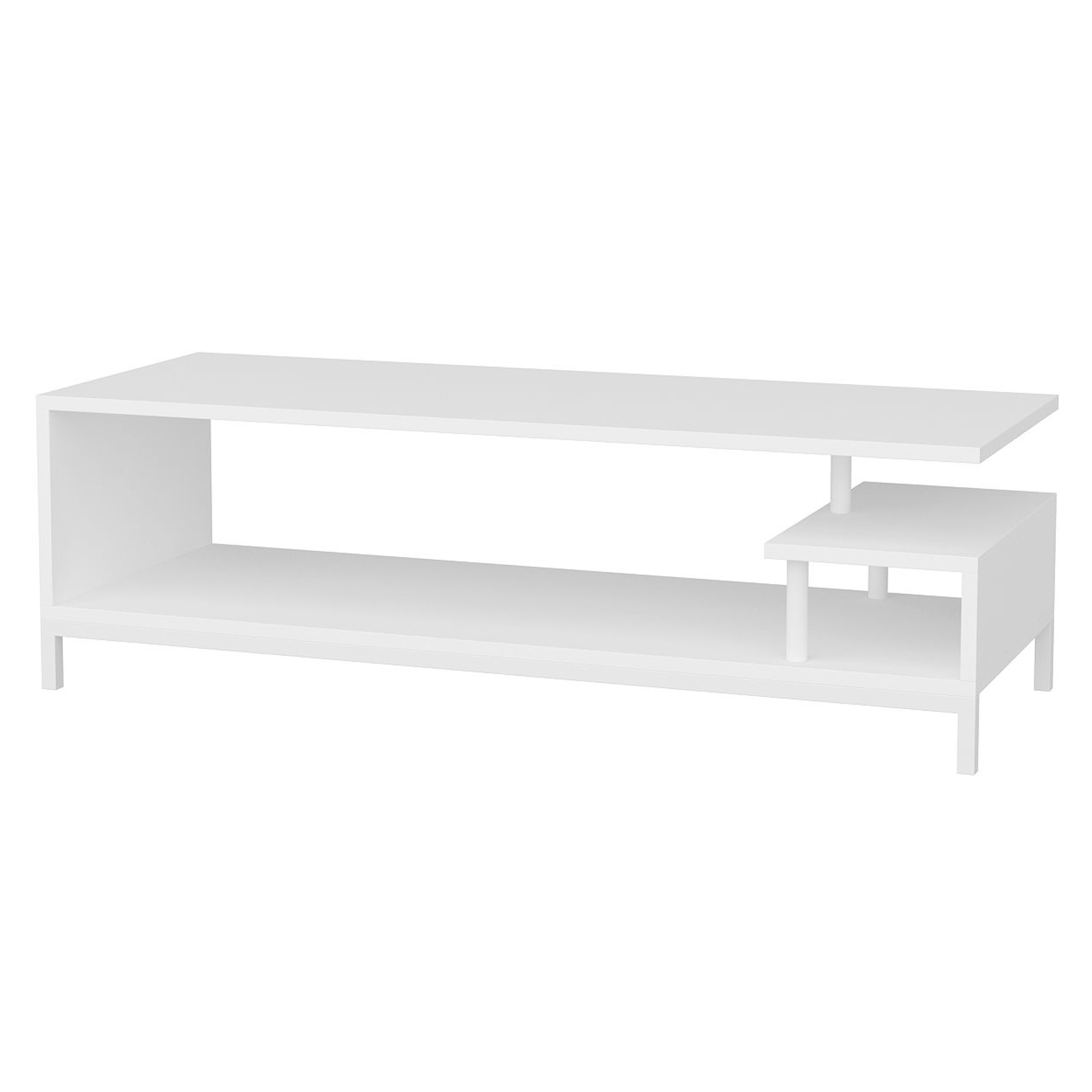 Mesa TV,100% Tablero de aglomerado rechapado en melamina, Color Blanco WELLHOME