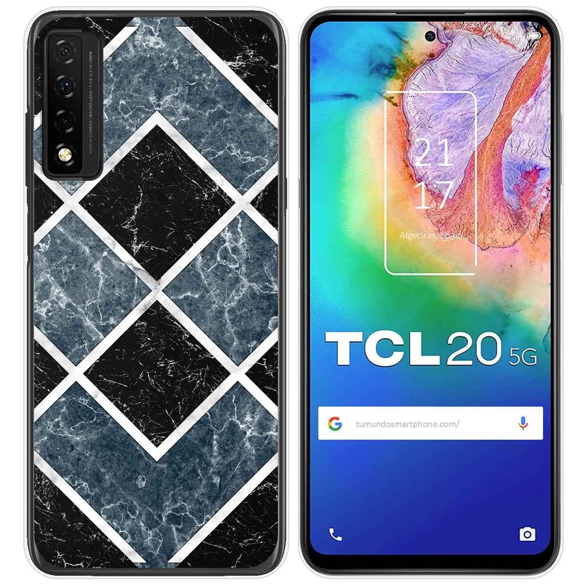 Tumundosmartphone Funda Gel Tpu para TCL 20 5G diseño Mármol 06 Dibujos