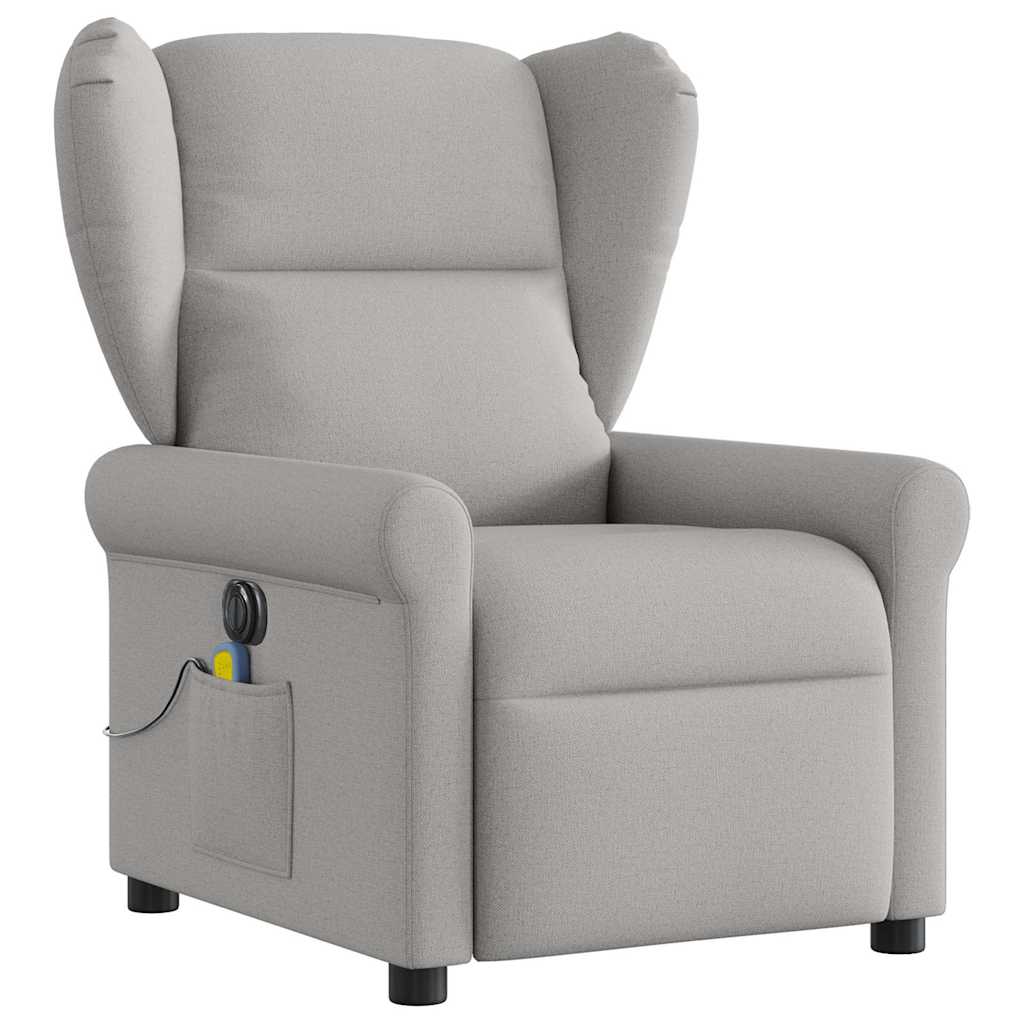 vidaXL Sillón reclinable de masaje eléctrico tela gris nube
