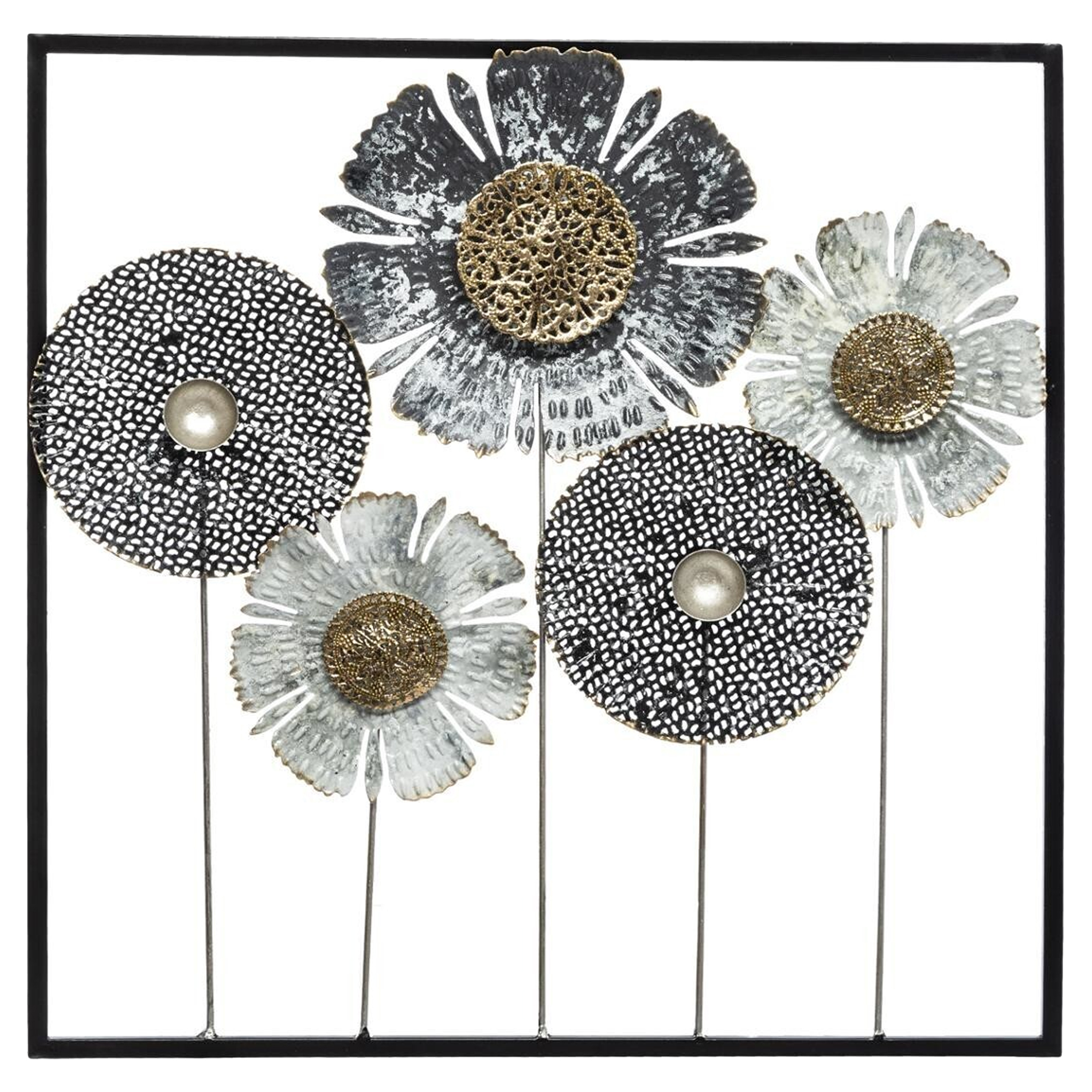 Atmosphera - Decoración de Pared Metálica de Flores - Arte de Pared Multicolor