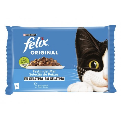 Felix Original Selección De Pescados Sobres En Gelatina Para Gatos 4 X 85 Gr