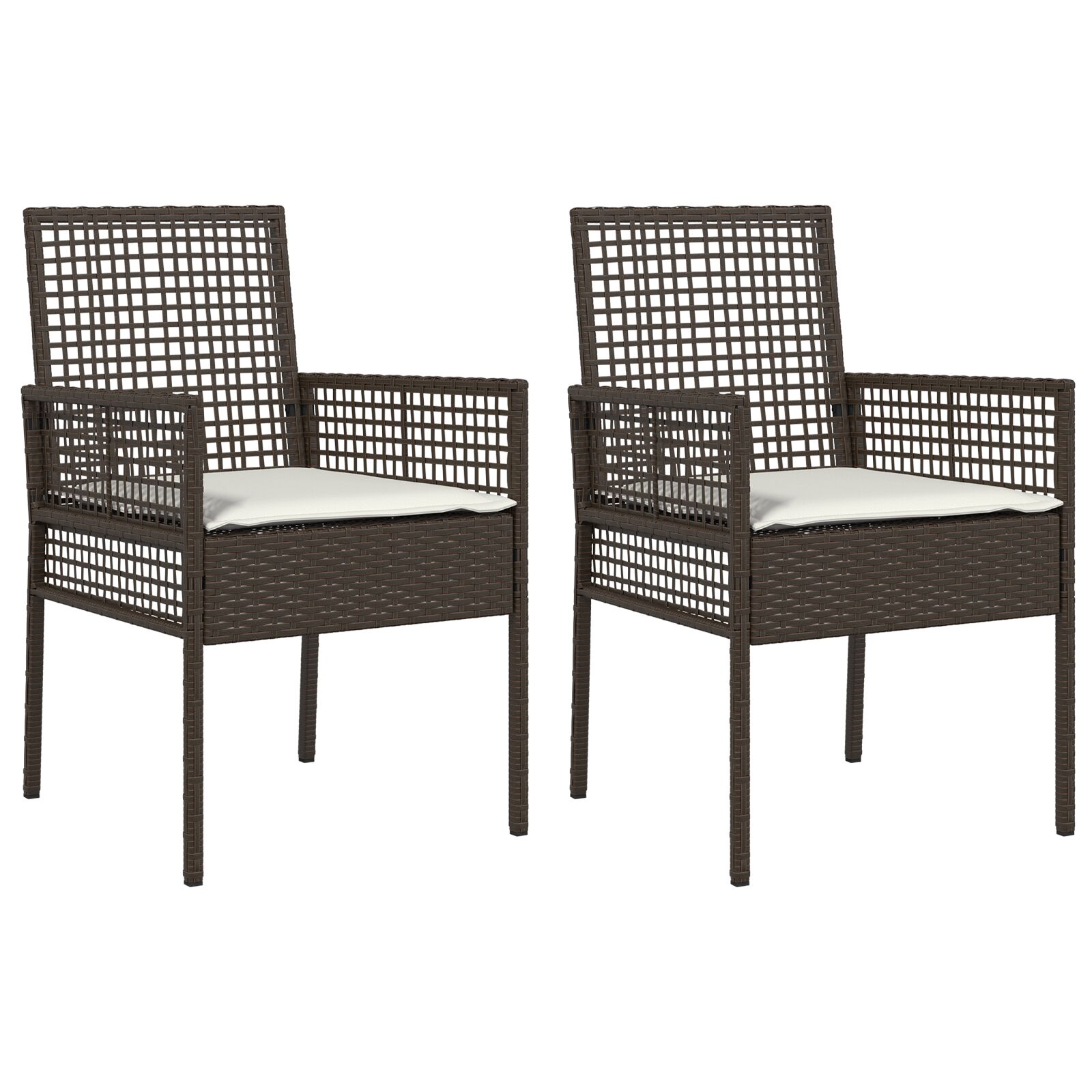 Sillas de Jardín vidaXL 2 pcs con Cojines Marrón Poliratán