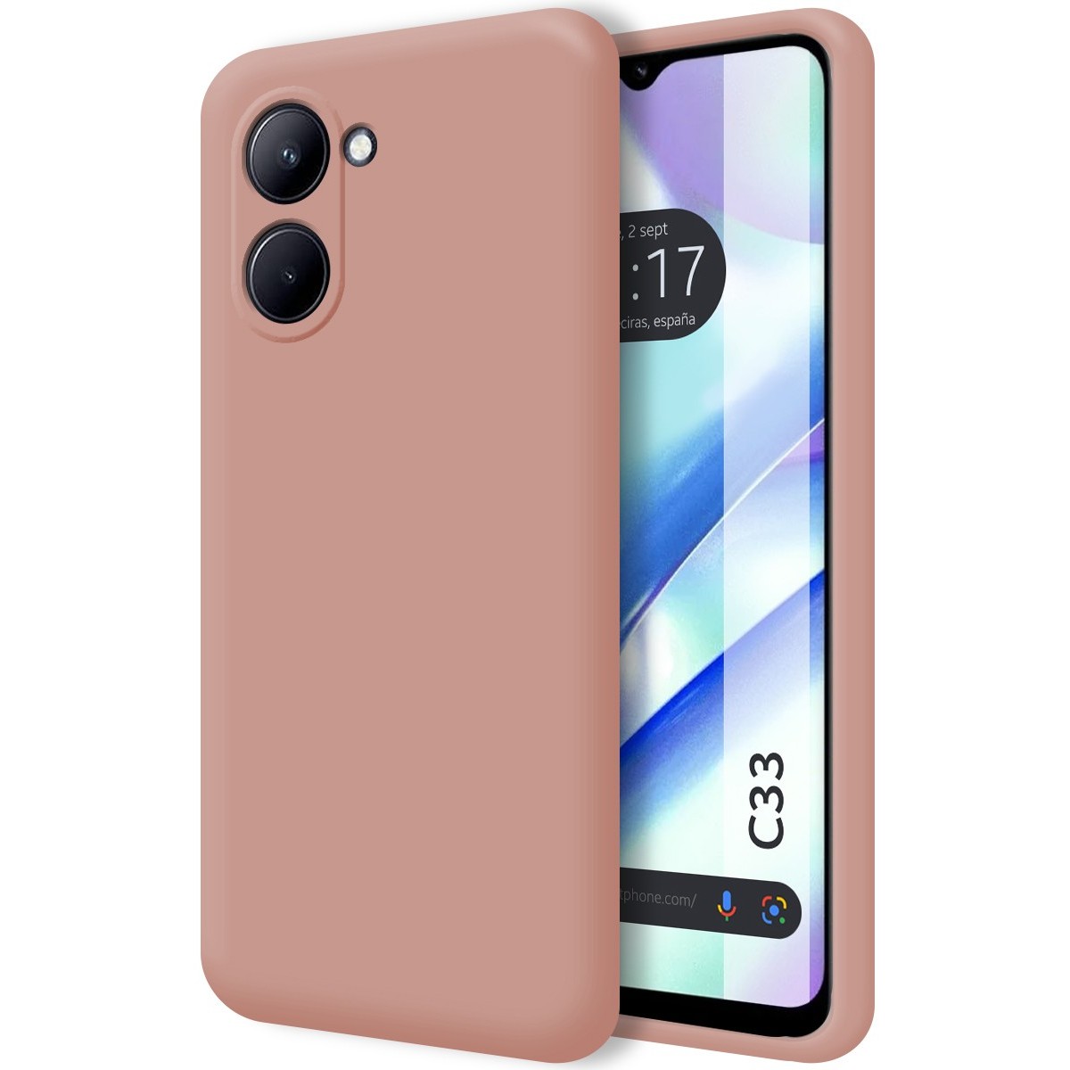 Tumundosmartphone Funda Silicona Líquida Ultra Suave para Realme C33 Rosa Protección Móvil Resistente a Impactos