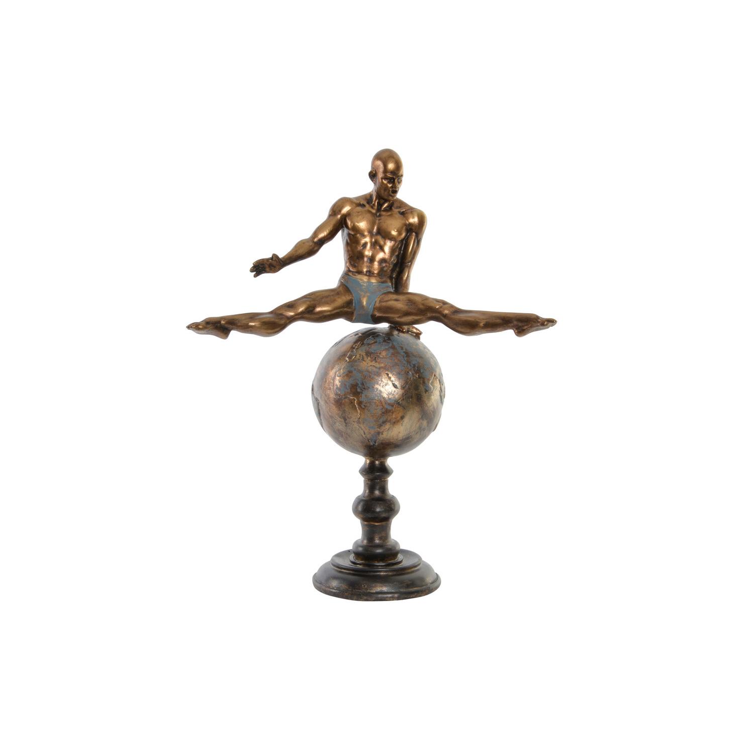 FIGURA RESINA 36X19X46 GIMNASTA ENVEJECIDO DORADO FD194757