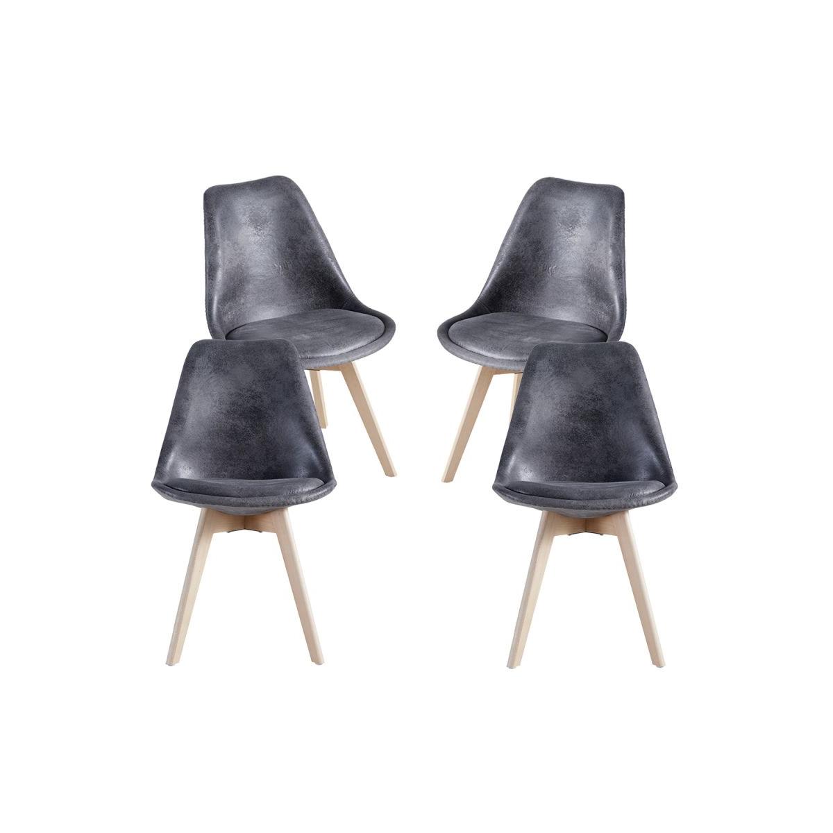 Regalos Miguel - Packs Sillas Comedor - Pack 4 Sillas Synk Vintage - Gris oscuro