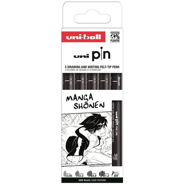 UNI-BALL SET ROTULADOR CALIBRADO UNIBALL PIN 5 UDS MANGA SHONEN PIN