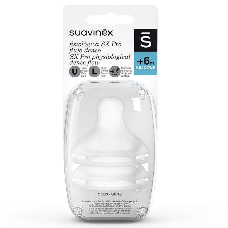 Suavinex Duplo Tetinas Fisiológicas Flujo Denso +6m