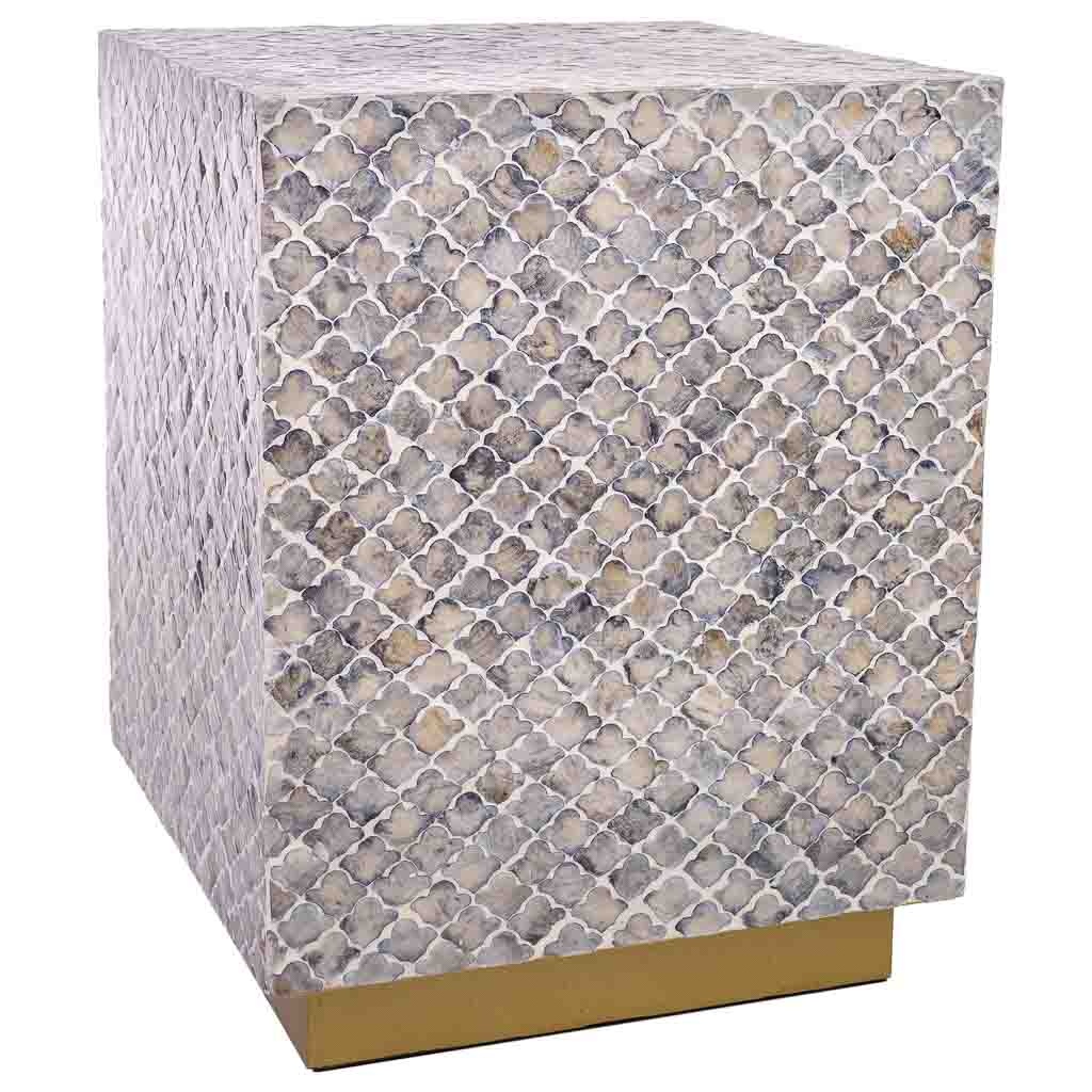 Wonderlust Deco - Taburete de madera y capiz gris 35x35x45h cm Gris 35x35x45h cm