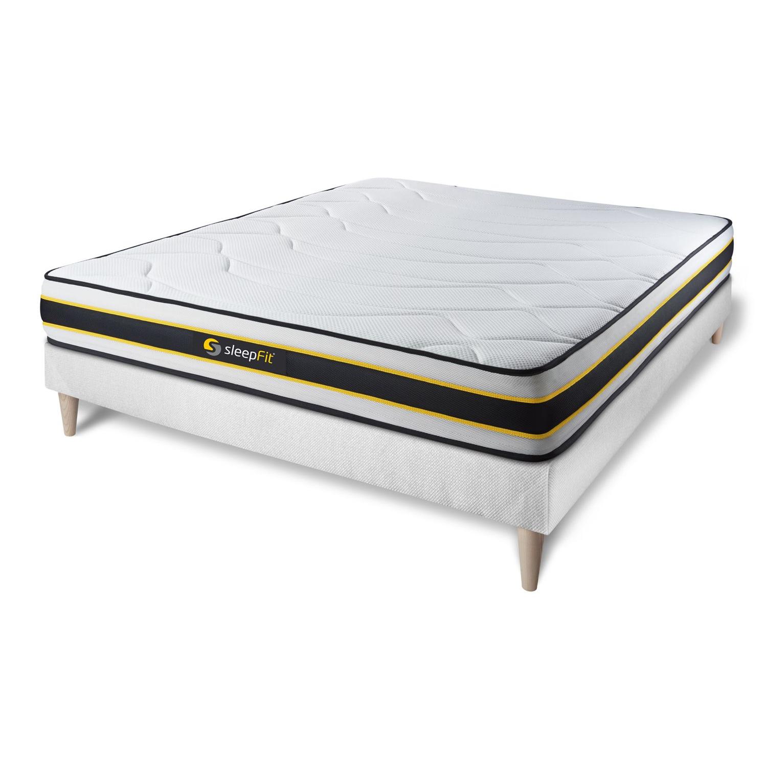 Pack colchón FLEXY 150x195cm + Somier multiláminas, Muelles ensacados y espuma viscoelástica, 3 zonas de confort