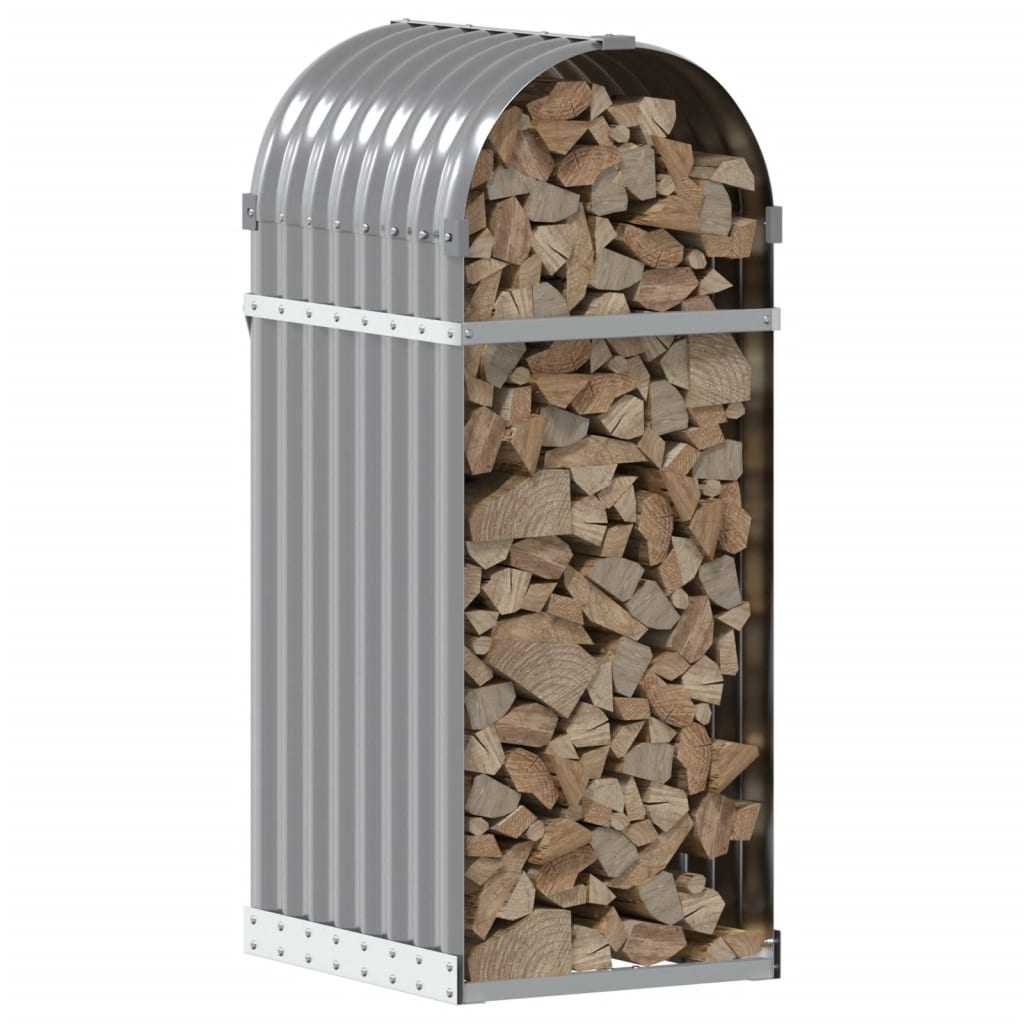 vidaXL Leñero Estante Almacenaje Leñas Chimenea Acero Galvanizado Color Antracita,  Gris claro,  Marrón y mas