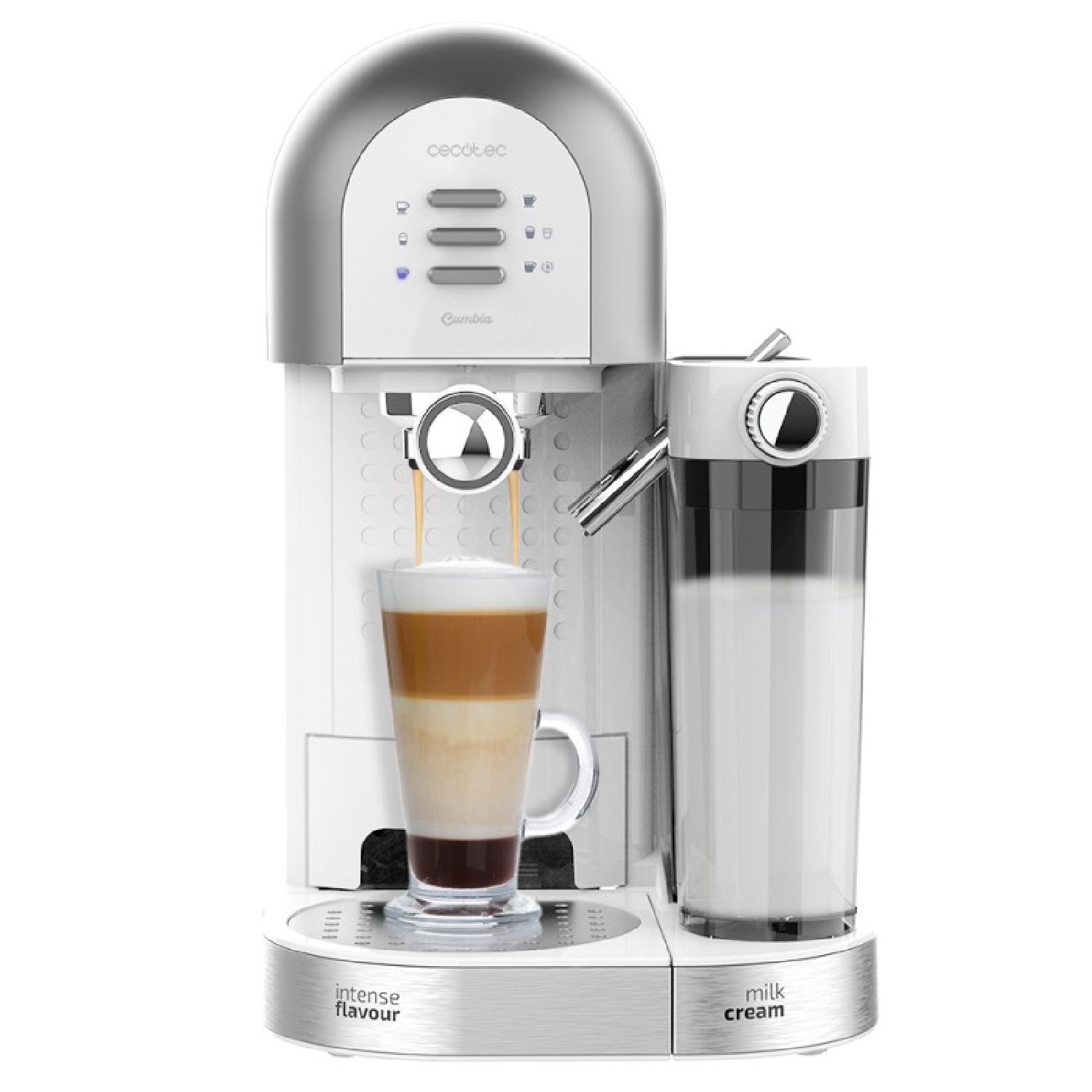 Cafetera superautomática  Cecotec Cremmaet Latte, 19 bar, 1470 W,  Thermoblock, Plug&Play, 5 niveles, Autolimpieza, Tanque de leche, Negro