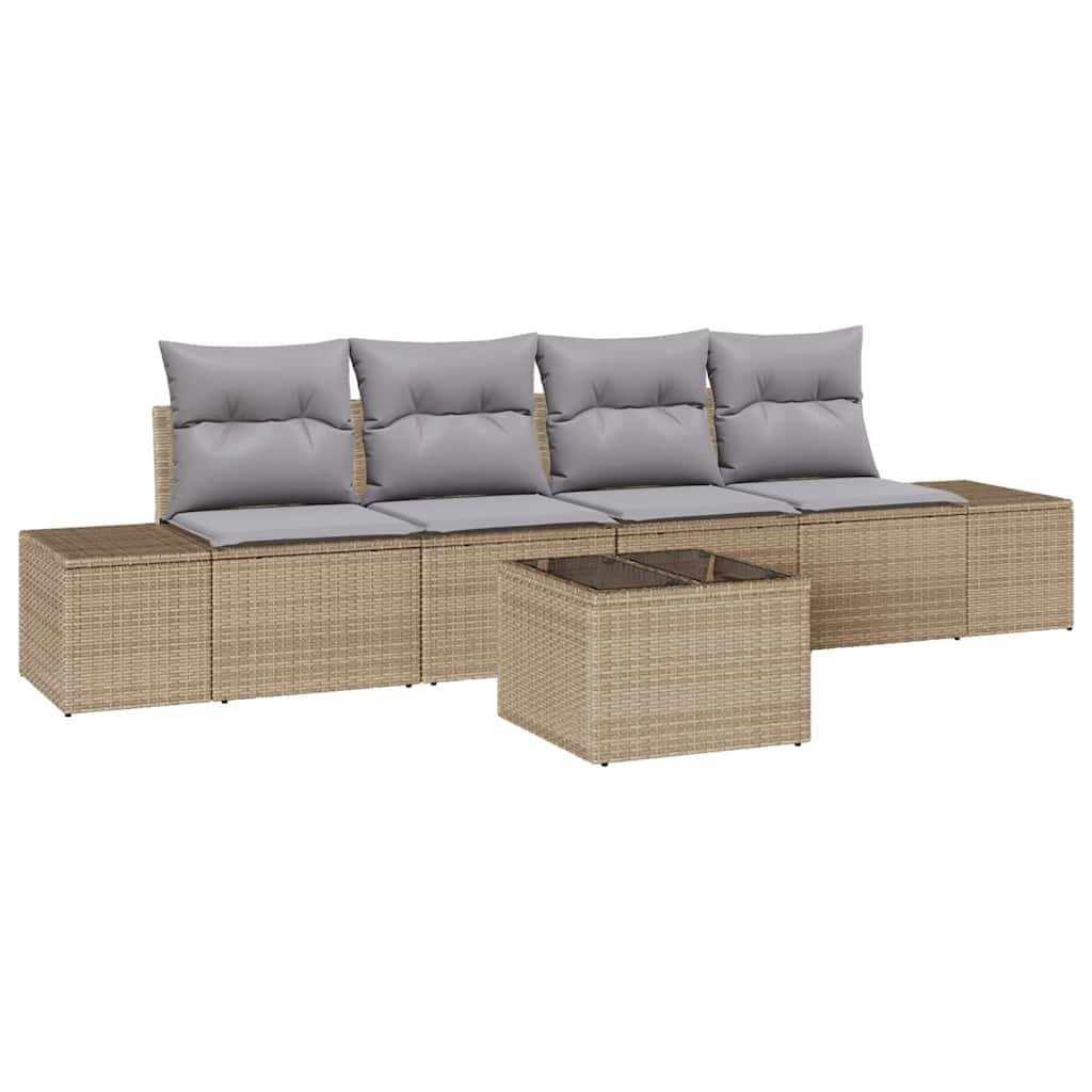 vidaXL Juego de Sofá Manual 5 pcs Beige y Gris Claro ratán sintético